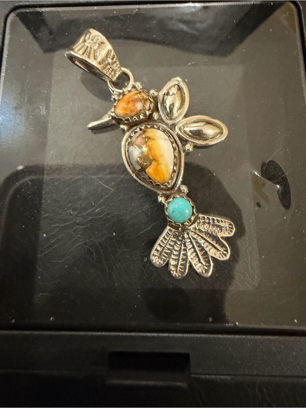 Southwestern Handcrafted Hummingbird Turquoise pendent.